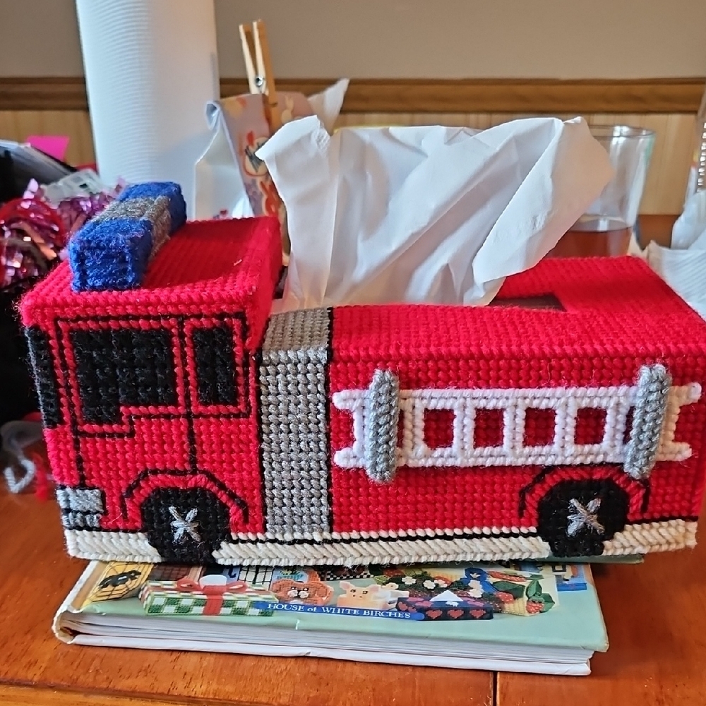 Red Fire Truck Tissue Box Cover